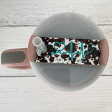 Faux Rose Gold Glitter With Black Engraving 40oz Tumbler Topper
