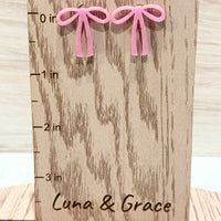 2 Inch Acrylic Long Ribbon Dangle Bow Earrings