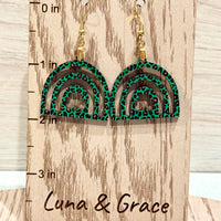 St. Patrick's Day Dangle Shamrock Cutout Rainbow Earrings
