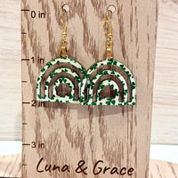 St. Patrick's Day Dangle Shamrock Cutout Rainbow Earrings