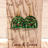 St. Patrick's Day Dangle Shamrock Cutout Rainbow Earrings