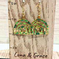 St. Patrick's Day Dangle Shamrock Cutout Rainbow Earrings