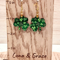 St. Patrick's Day Shamrock Dangle Earrings