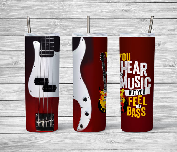 Bass Guitar - Stainless Steel 20oz Tumbler - With Metal Straw