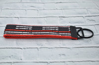 Thin Red Line - Distressed Flag - Key Fob - Firefighter Gifts