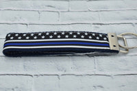 Thin Blue Line - Stars and Stripes - Key Fob - Law Enforcement Gifts
