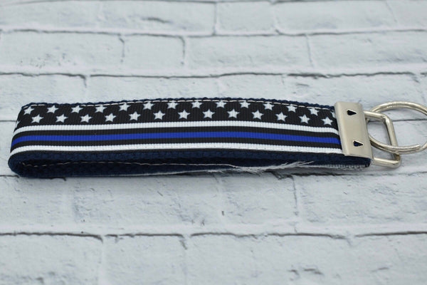 Thin Blue Line - Stars and Stripes - Key Fob - Law Enforcement Gifts