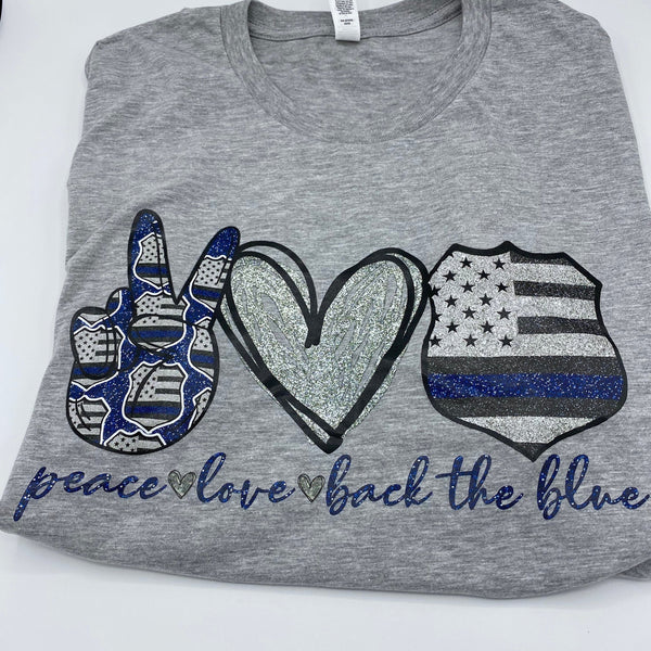 Back The Blue - Graphic Tee - Gray Tee Shirt - Police Shirt