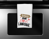Baking is my Love Language - 16x24 - Waffle Weave - Dish Towel - Funny Towel - Kitchen Towel - Housewarming Gift