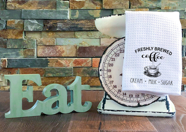 Freshly Brewed Coffee - Farmhouse - 16x28 - Waffle Weave - Dish Towel - Kitchen Towel