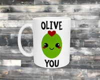11oz - Ceramic - Coffee Mug - Olive You - Valentine's Day - Couple's Gift - Best Friends Gift - Gift
