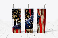 Fire Department - Firefighter - Flag - Turnout Gear - 20oz Tumbler - With Lid and Metal Straw - Stainless Steel - Firefighter Gift