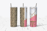 Pink Leopard - RN - 20oz Stainless Steel Tumbler - With Straw - And Lid